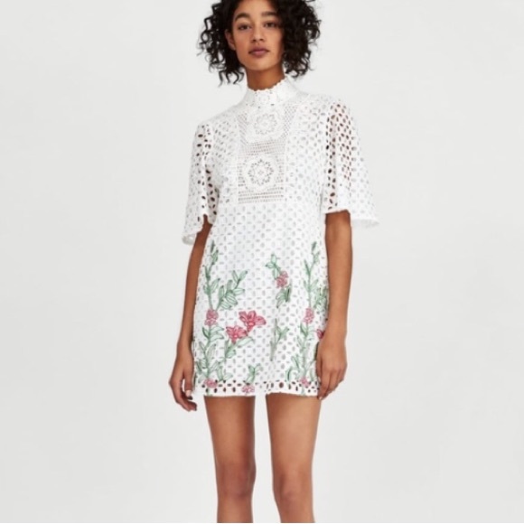 zara white floral dress